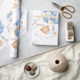 ウッドランドベアーボーイ1st誕生日パーティーパステル ラッピングペーパー