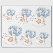 ウッドランドベアーボーイ1st誕生日パーティーパステル ラッピングペーパー (フラット)