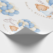 ウッドランドベアーボーイ1st誕生日パーティーパステル ラッピングペーパー (角)