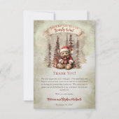 ウッドランドベアーリーウェイホリデーボーイベビーシャワー サンキューカード (正面)