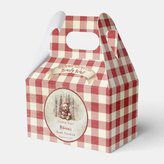 ウッドランドベアーリーウェイホリデーボーイベビーシャワー フェイバーボックス (正面サイド)