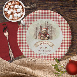 ウッドランドベアーリーウェイホリデーボーイベビーシャワー ペーパープレート
