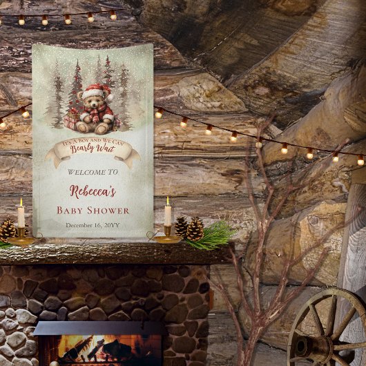 ウッドランドベアーリーウェイホリデーボーイベビーシャワー 横断幕