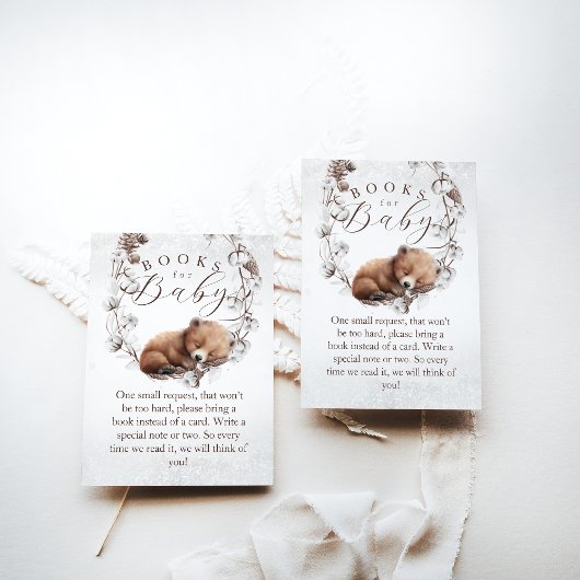 ウッドランドベア冬の本リクエスト赤ちゃんシャワー エンクロージャーカード