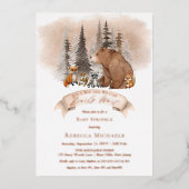 ウッドランドベア動物バーリーウェイボーイベビー散布機 箔招待状 (正面)