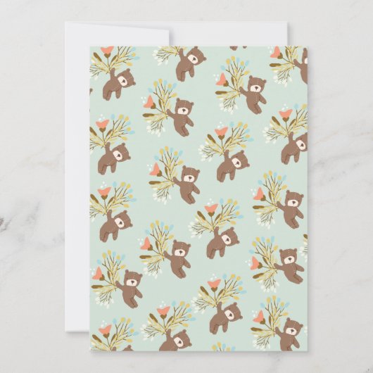 ウッドランドベア帽子ベビーガールシャワー招待状 招待状 (裏面)