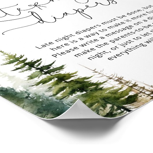 ウッドランドベア深夜おむつ赤ちゃんシャワー ポスター (角)