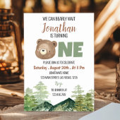 ウッドランドベア私たちは最初の誕生日を待つことができる 招待状