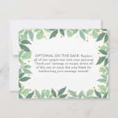 ウッドランドベア緑の赤ちゃんシャワー ノートカード (裏面)