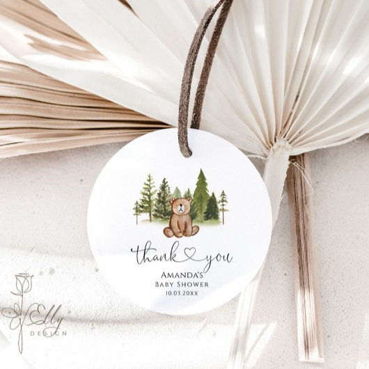 ウッドランドベア赤ちゃんシャワーありがとうメッセージカード フェイバータグ