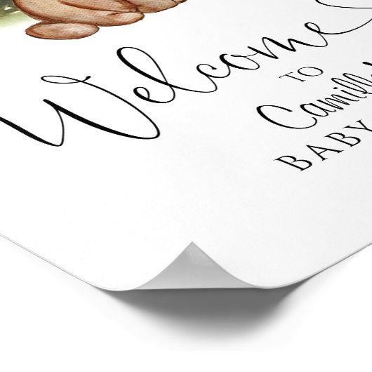 ウッドランドベア赤ちゃんシャワーへようこそ ポスター (角)