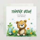ウッドランドベア赤ちゃんシャワーサンキューカード サンキューカード (正面/裏面)