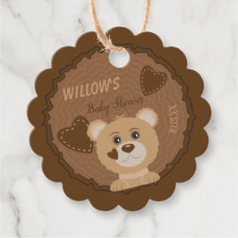 ウッドランドベア赤ちゃんシャワーブラウンメッセージカード フェイバータグ