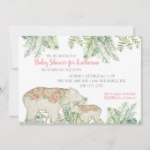 ウッドランドベア ボホ フラワー ベビーガール シャワー 招待状 (正面)