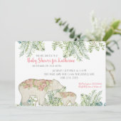 ウッドランドベア ボホ フラワー ベビーガール シャワー 招待状 (スタンド正面)