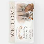 ウッドランドベア |動物が男の子の赤ちゃんのシャワーを待つ 横断幕 (縦)