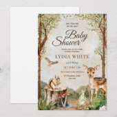 ウッドランドベイビーシャワーの招待状 男女問わず 招待状 (正面/裏面)