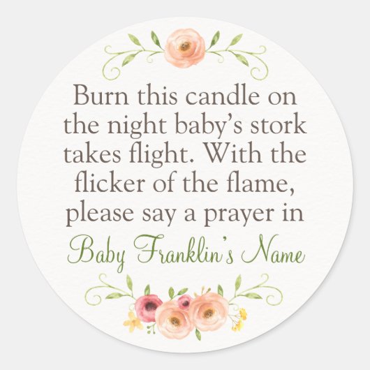 ウッドランドベイビーシャワーキャンドルフォクラシックーメントラウンドセント ラウンドシール (正面)