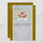 ウッドランドベイビーシャワー招待キツネフクロウ招待状 招待状 (正面/裏面)