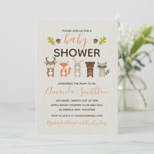 ウッドランドベイビーシャワー招待状 招待状 (スタンド正面)