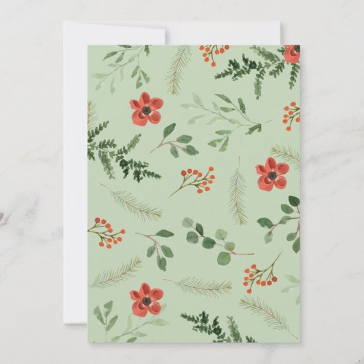 ウッドランドベイビーシャワー森林動物の緑 招待状 (裏面)