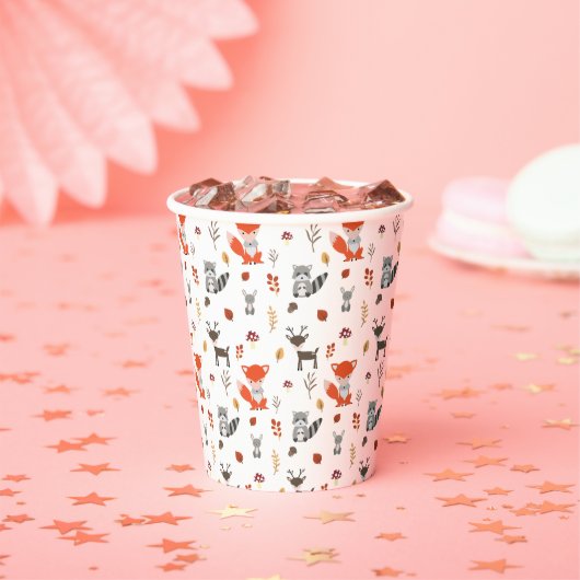 ウッドランドベイビーシャワー かわいい森の動物 カワイイ 紙コップ (インサイチュ)