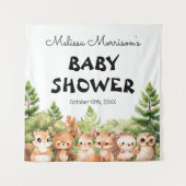 ウッドランドベイビーボーイシャワーパーティーの写真撮影 タペストリー (正面)