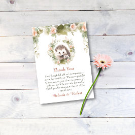 ウッドランドベビーかわいいハリネズミ サンキューカード
