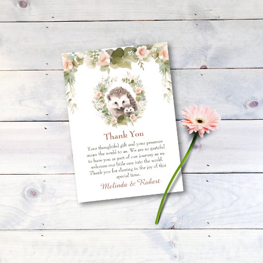 ウッドランドベビーかわいいハリネズミ サンキューカード