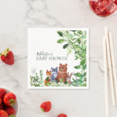 ウッドランドベビーの森の友人の緑カスタムのパーティー スタンダードカクテルナプキン (インサイチュ)