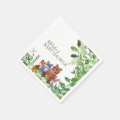 ウッドランドベビーの森の友人の緑カスタムのパーティー スタンダードカクテルナプキン (角)