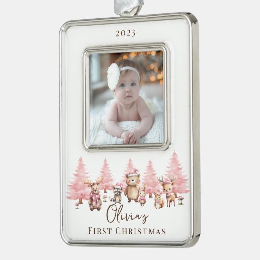 ウッドランドベビーの第1回クリスマス2面写真 シルバープレートフレームオーナメント (左)