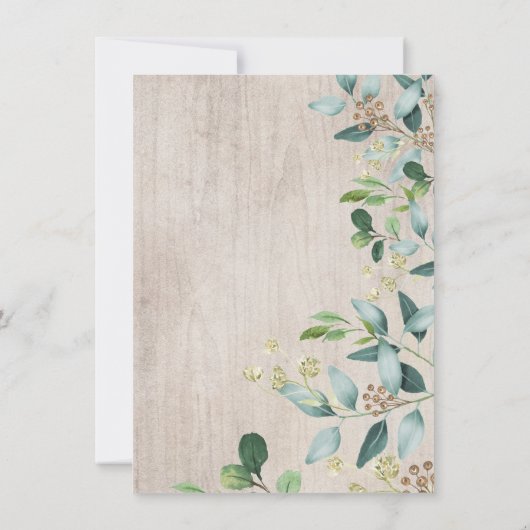 ウッドランドベビーアニマル緑の金ゴールド松の木 サンキューカード (裏面)