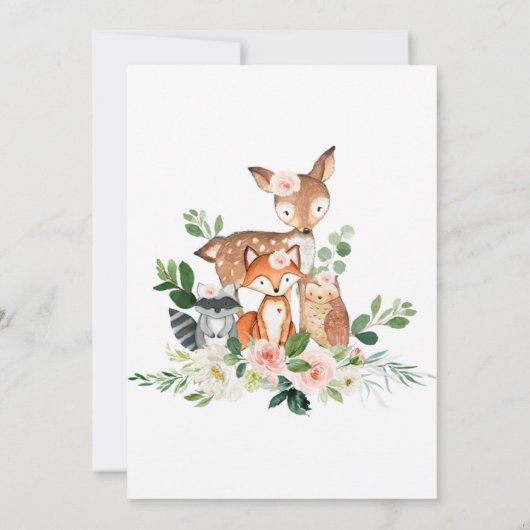 ウッドランドベビーガールベビーシャワー招待状 招待状 (裏面)