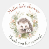 ウッドランドベビーキュートヘッジホッグカスタム ラウンドシール (正面)