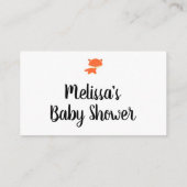 ウッドランドベビーシャワーキツネおむつラッフルチケット エンクロージャーカード (裏面)