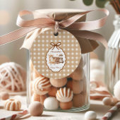 ウッドランドベビーシャワーギンガムニュートラル フェイバータグ