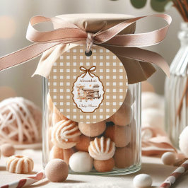 ウッドランドベビーシャワーギンガムニュートラル フェイバータグ