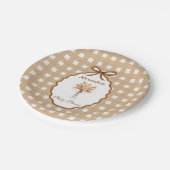 ウッドランドベビーシャワーギンガムニュートラル ペーパープレート (アングル)