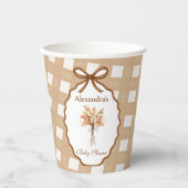 ウッドランドベビーシャワーギンガムニュートラル 紙コップ (正面)