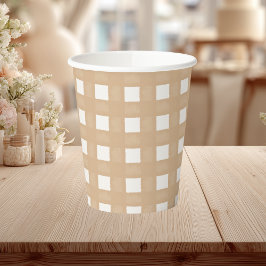 ウッドランドベビーシャワーギンガムニュートラル 紙コップ