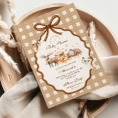 ウッドランドベビーシャワーギンガム秋 招待状