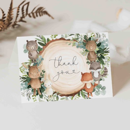 ウッドランドベビーシャワーサンキューカード サンキューカード