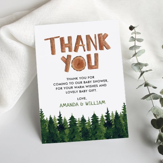 ウッドランドベビーシャワーサンキューカード サンキューカード