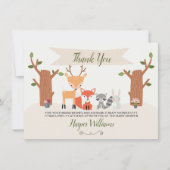 ウッドランドベビーシャワーサンキューカード 招待状 (正面)