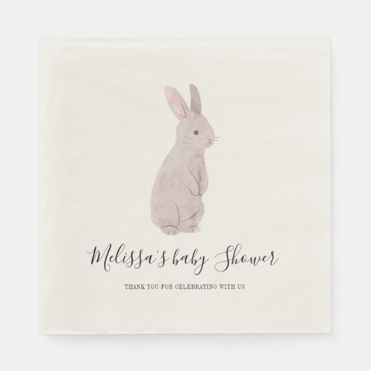 ウッドランドベビーシャワーシックウサギカスタム スタンダードランチョンナプキン (正面)