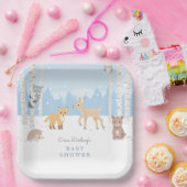 ウッドランドベビーシャワーテーマ |冬の森 ペーパープレート (パーティー)