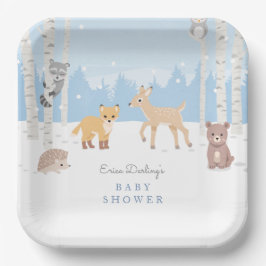 ウッドランドベビーシャワーテーマ |冬の森 ペーパープレート