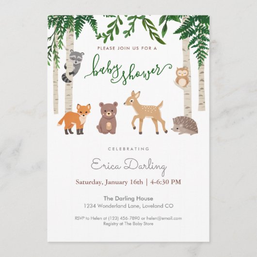 ウッドランドベビーシャワーテーマ |男女兼用 | プログラム (正面)