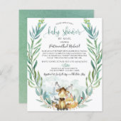 ウッドランドベビーシャワーバイメールバジェット招待状 (正面/裏面)